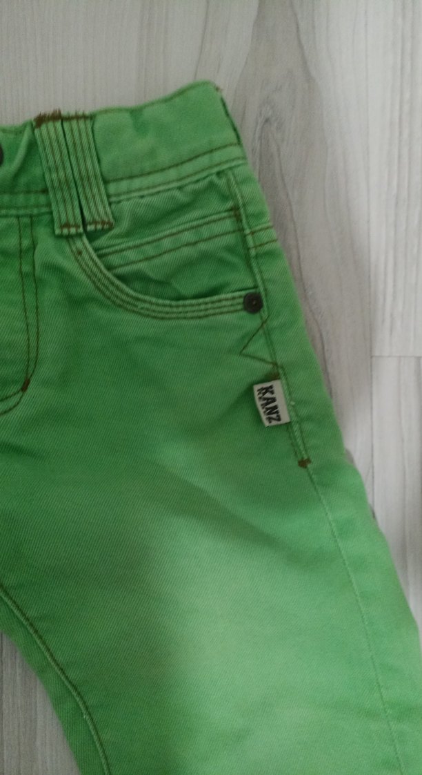 Düğmeli Yeşil Erkek Çocuk Denim Şort - Görsel 3