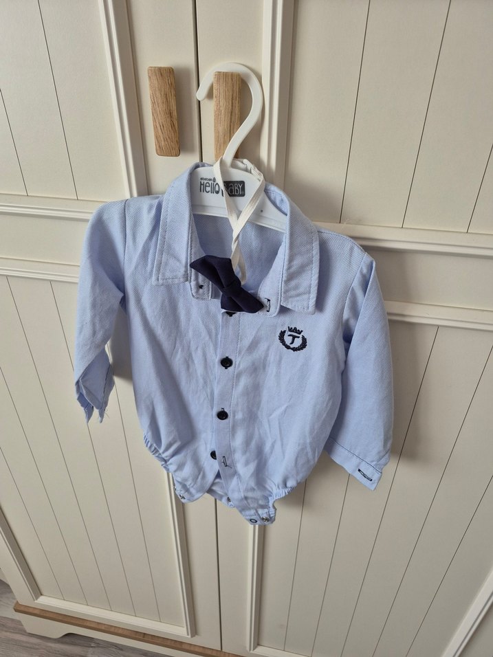 Düğmeli Uzun Kollu Mavi Erkek Bebek Body - Görsel 2