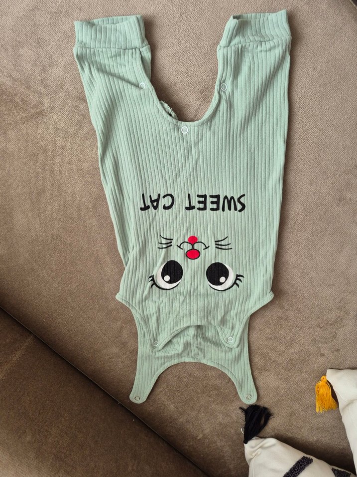 Düğmeli Uzun Kollu Erkek Bebek Body - Görsel 3