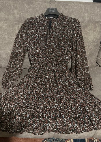 Kahverengi Bohem Mini Elbise - Görsel 2