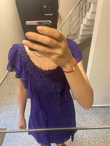 38 Beden Mor Astarlı Elbise