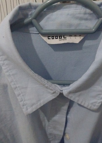 Mavi Pamuklu Uzun Kollu Kadın Gömlek - Görsel 3