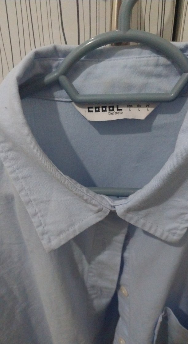 Mavi Pamuklu Uzun Kollu Kadın Gömlek - Görsel 3