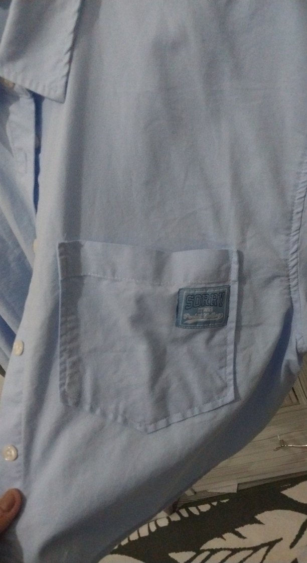 Mavi Pamuklu Uzun Kollu Kadın Gömlek - Görsel 2