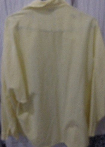 Sarı Kadın Keten Gömlek, Uzun Kollu, Düğmeli - Görsel 2