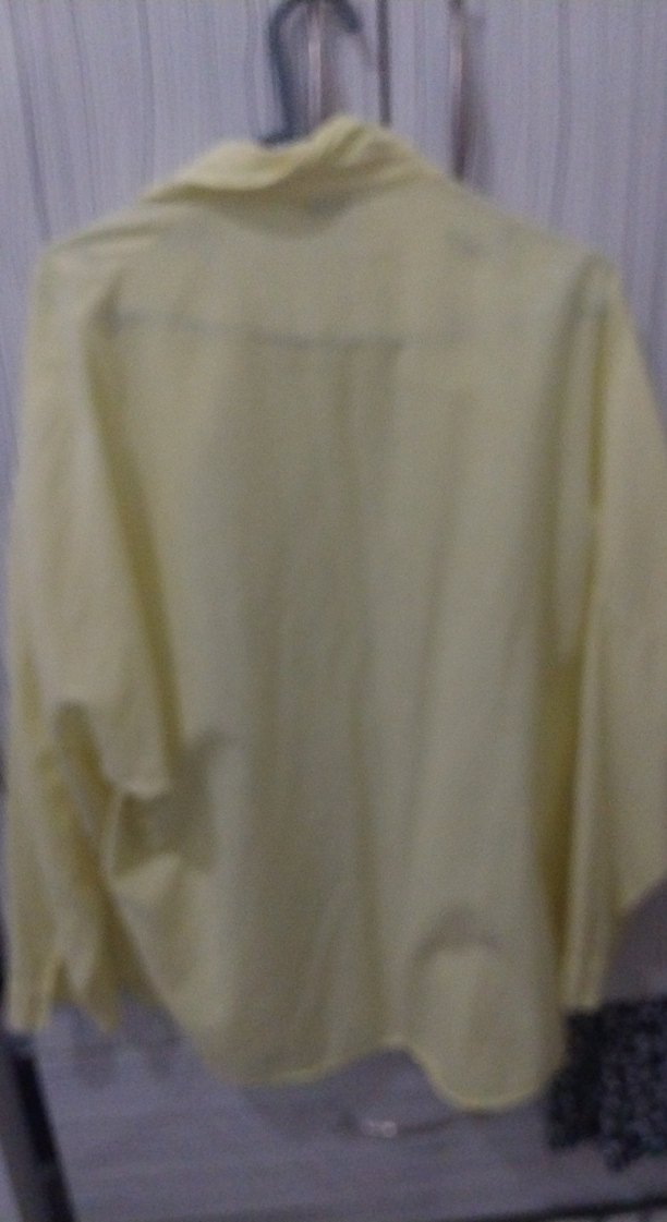 Sarı Kadın Keten Gömlek, Uzun Kollu, Düğmeli - Görsel 2