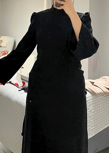 Siyah bağlamalı elbise - Görsel 3