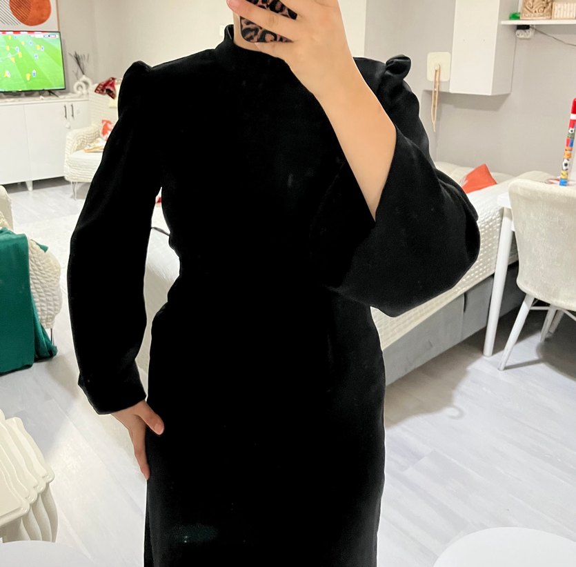 Siyah bağlamalı elbise - Görsel 2