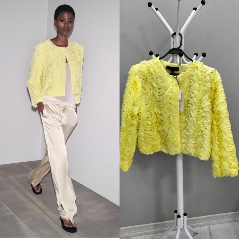 Sarı Mini Pilili Kadın Ceket - Görsel 3