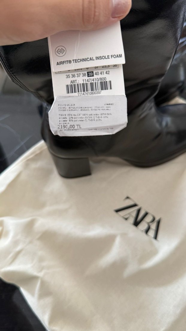 Zara Siyah Deri Blok Topuklu Bot - Görsel 5