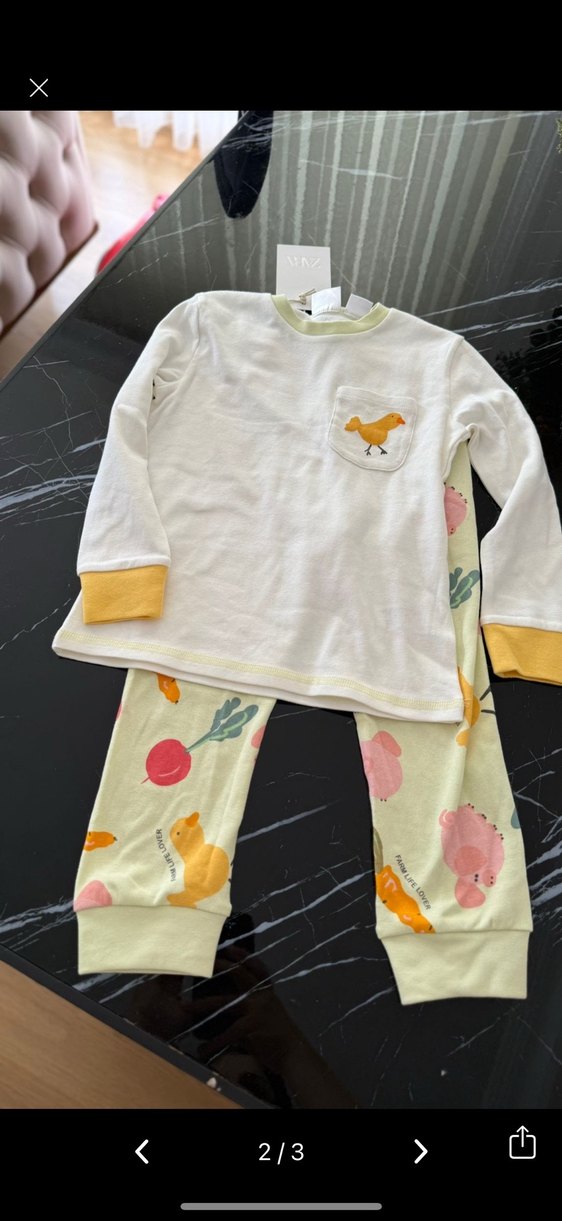 Sarı Baskılı Kız Bebek Kısa Kollu Takım - Görsel 2