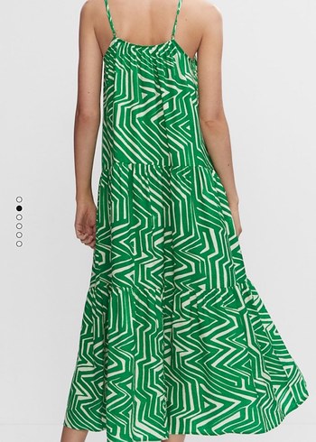 Yeşil Zebra Desenli Uzun Askılı Elbise - Görsel 3