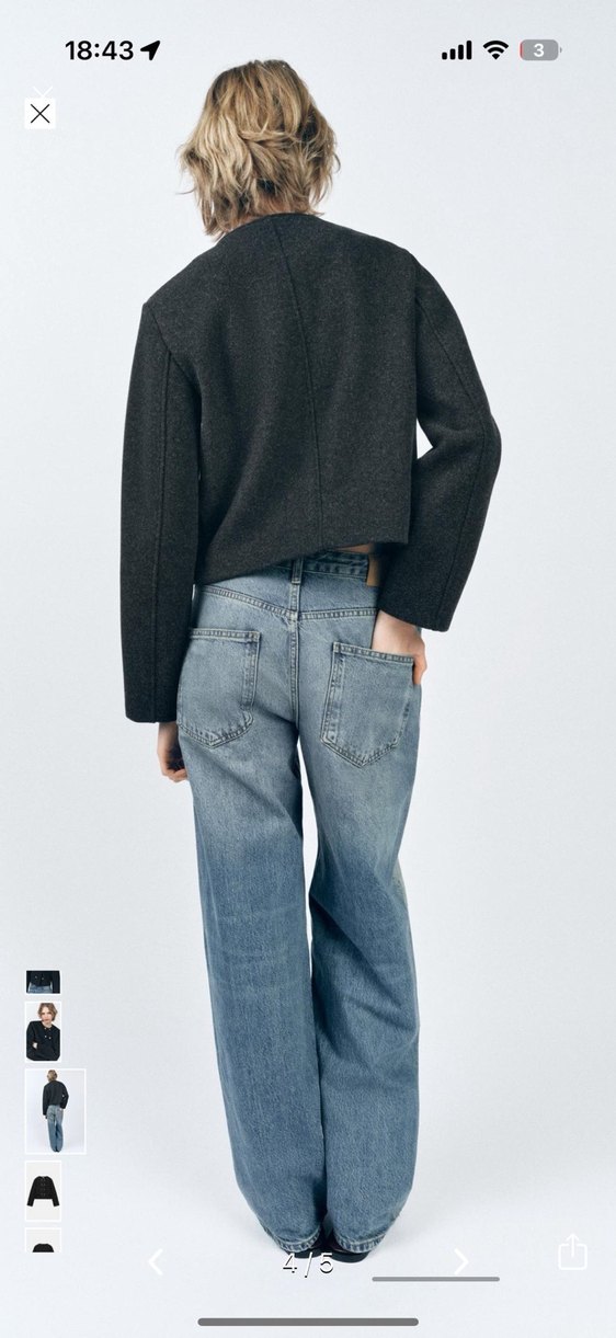 Düğmeli Gri Kısa Kadın Kaban - Görsel 4