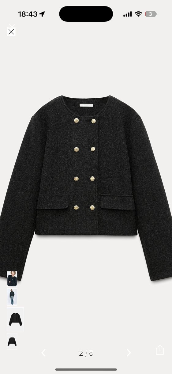 Düğmeli Gri Kısa Kadın Kaban - Görsel 2