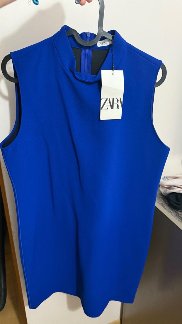 Kolsuz Lacivert Midi Elbise - Görsel 2