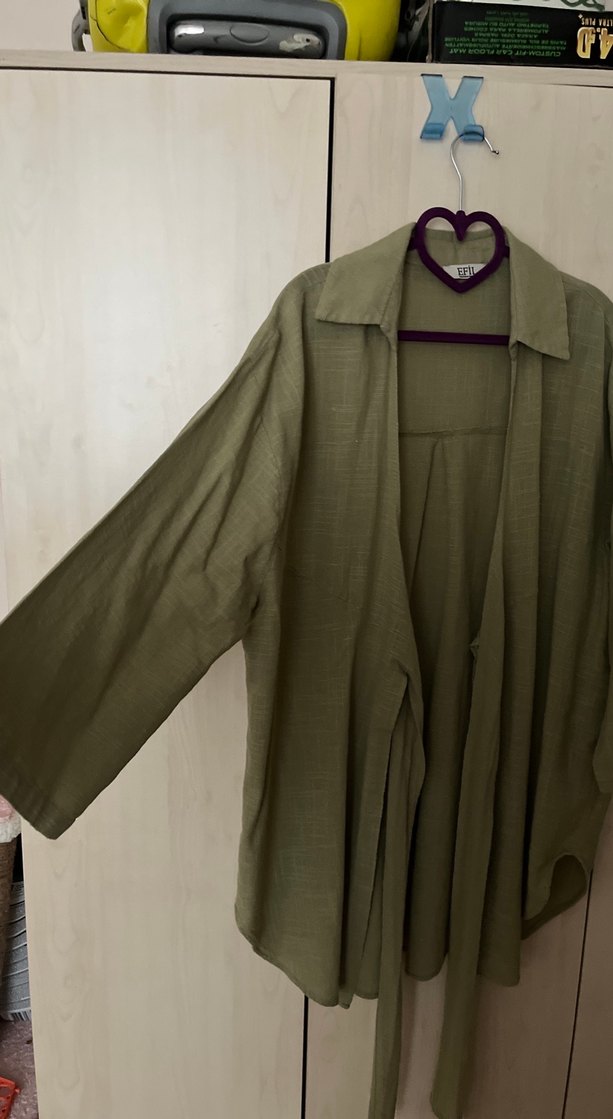 Yeşil Keten Kadın Tunik - Görsel 3