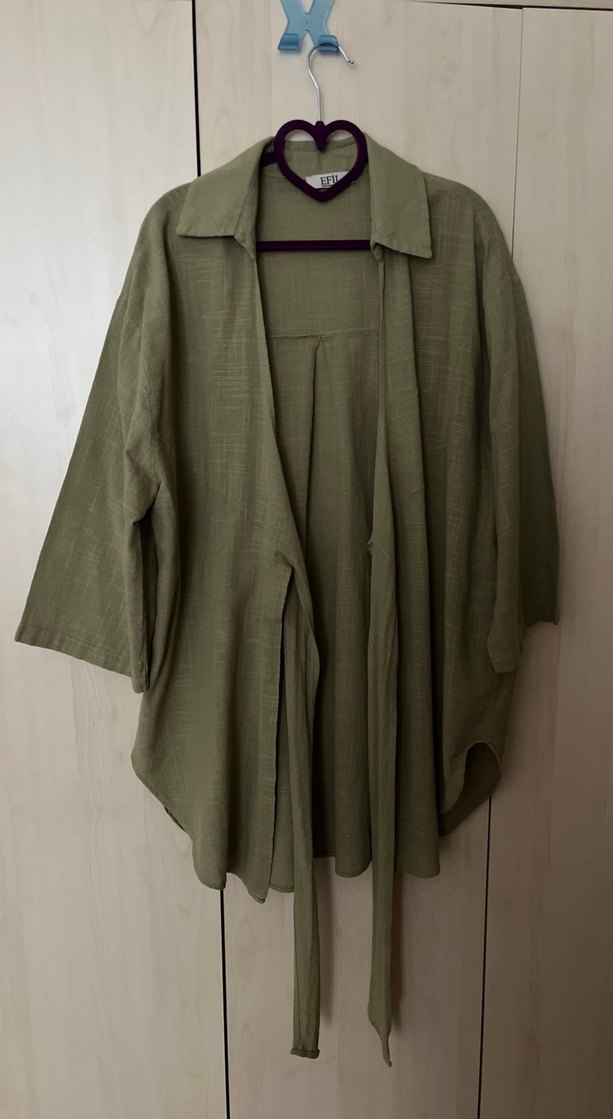 Yeşil Keten Kadın Tunik - Görsel 2