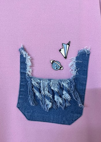 Düğmeli Pembe Midi Tunik Kot Detaylı - Görsel 3