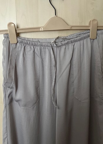 Gri Bol Kesim Uzun  Kadın Pantolon - Görsel 2