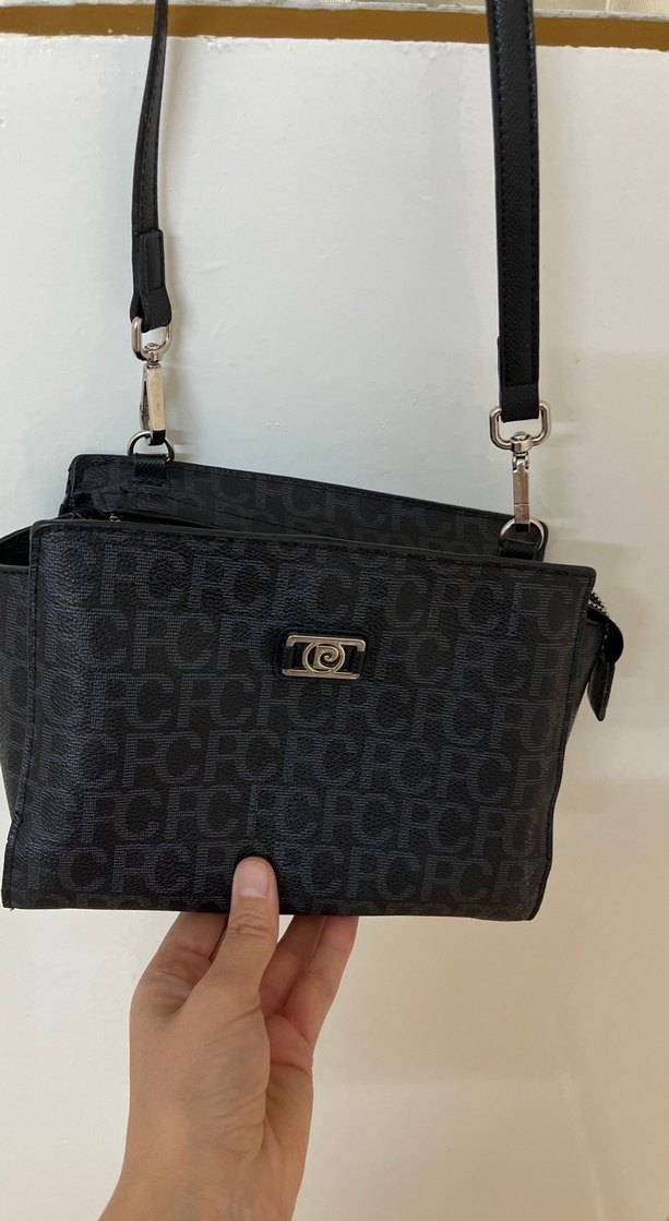 Siyah Deri Baskılı Fermuarlı Kadın Çanta - Görsel 2