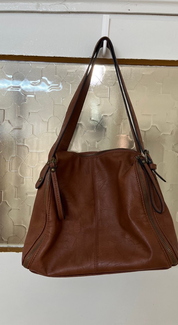 Kahverengi Deri Kadın Omuz Çantası - Görsel 3
