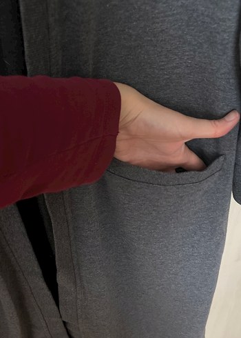 Gri Uzun Kollu Salaş etek-tunik ceket takım - Görsel 6