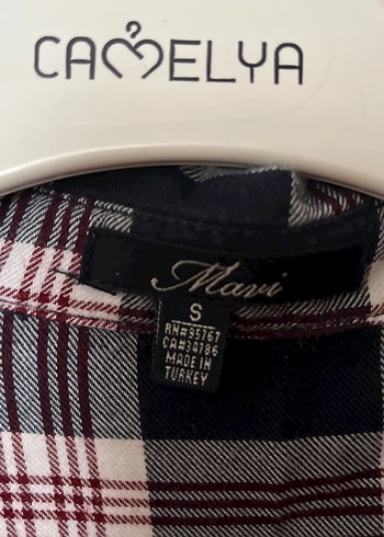 Bordo Ekose Düğmeli Kadın Midi Gömlek- elbise - Görsel 3