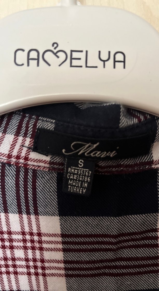 Bordo Ekose Düğmeli Kadın Midi Gömlek- elbise - Görsel 3