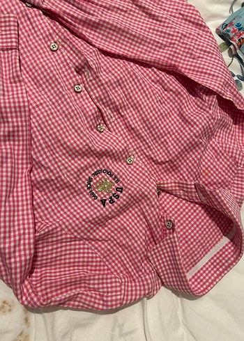 Düğmeli Pembe Kız cocukGömlek - Görsel 2