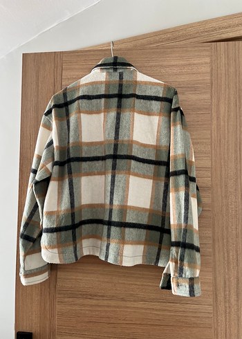 Düğmeli Bej Ekose Kadın Gömlek - Görsel 4