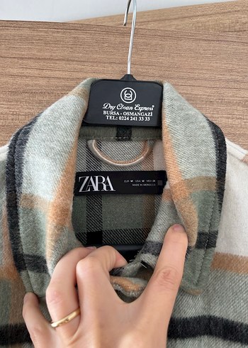 Düğmeli Bej Ekose Kadın Gömlek - Görsel 3