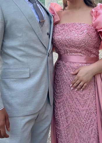 Pudra Pembe Abiye Elbise