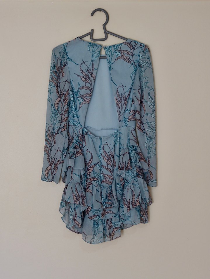 Mavi Bohem Uzun Kollu Mini Hamile Tunik - Görsel 2