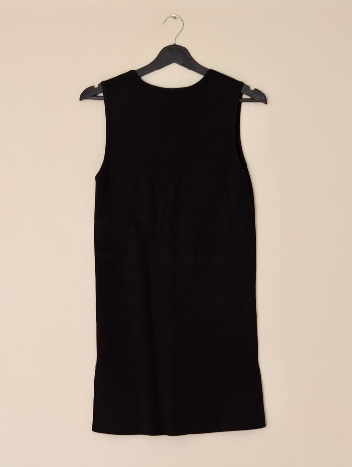 Süet Siyah Kolsuz Midi Elbise - Görsel 2