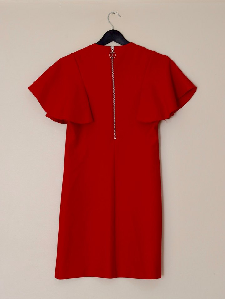 Kısa Kollu Kırmızı Midi Elbise - Görsel 2
