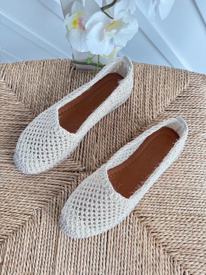 Örgü Beyaz Kadın Dolgu Topuk Espadril - Görsel 4