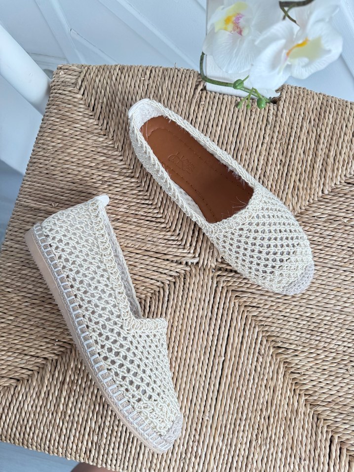 Örgü Beyaz Kadın Dolgu Topuk Espadril - Görsel 2