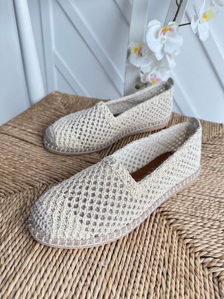 Örgü Beyaz Kadın Dolgu Topuk Espadril - Görsel 3