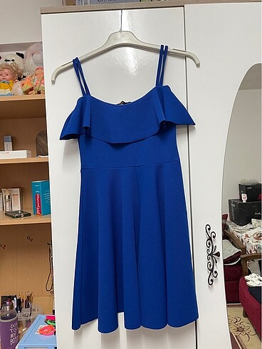 Mavi abiye mini elbise