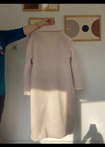 xs Beden Uzun Krem Rengi Peluş Kaban