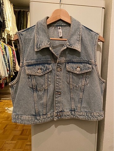 xl Beden mavi Renk Zara Denim Yelek