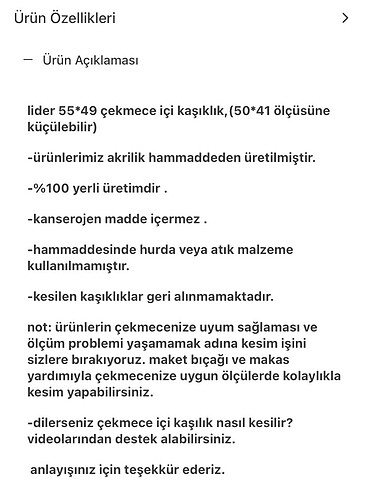 Beden Lider 55*49 Cekmece İçi Kasiklik