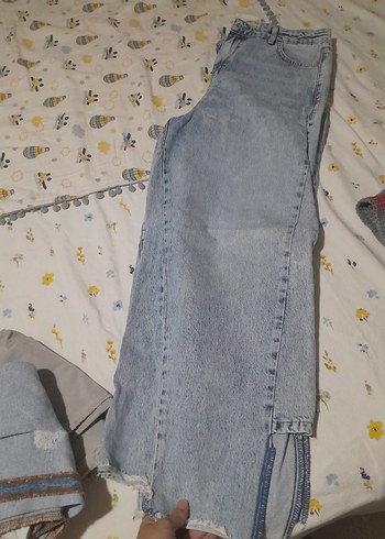 42 Beden mavi Renk Mavi Pastel Renk Salaş Midi Denim Kadın Jean