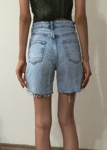 36 Beden Kadın Mavi Midi Denim Şort
