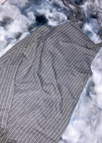 Gri Çizgili Kadın Elbise - Görsel 2