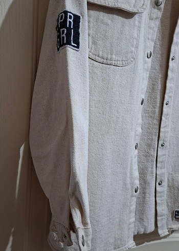 Düğmeli Bej Keten Kadın Gömlek - Görsel 4