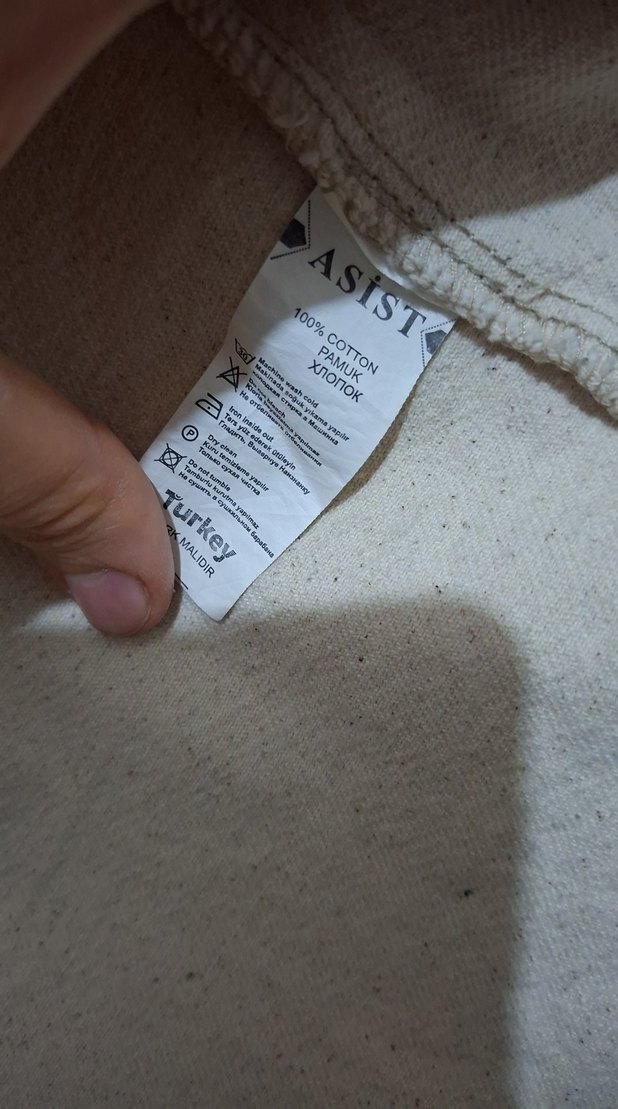 Düğmeli Bej Keten Kadın Gömlek - Görsel 5