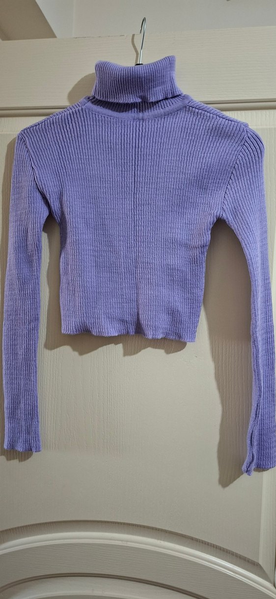 2 adet kazak, Yeşil ve eflatun Fitilli Triko Balıkçı Yaka Kazak - Görsel 2