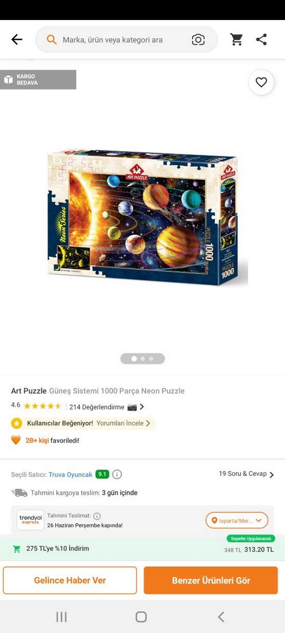 Uzay Temalı Çok Renkli Puzzle Yapılmış Asılmaya Hazır Çerçeveli - Görsel 3