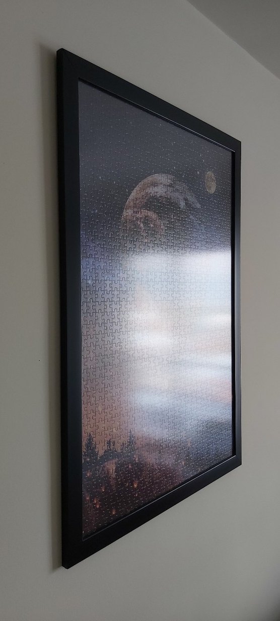 Dünya Balonlu Gökyüzü Puzzle Yapılmış Asılmaya Hazır Çerçeveli - Görsel 2